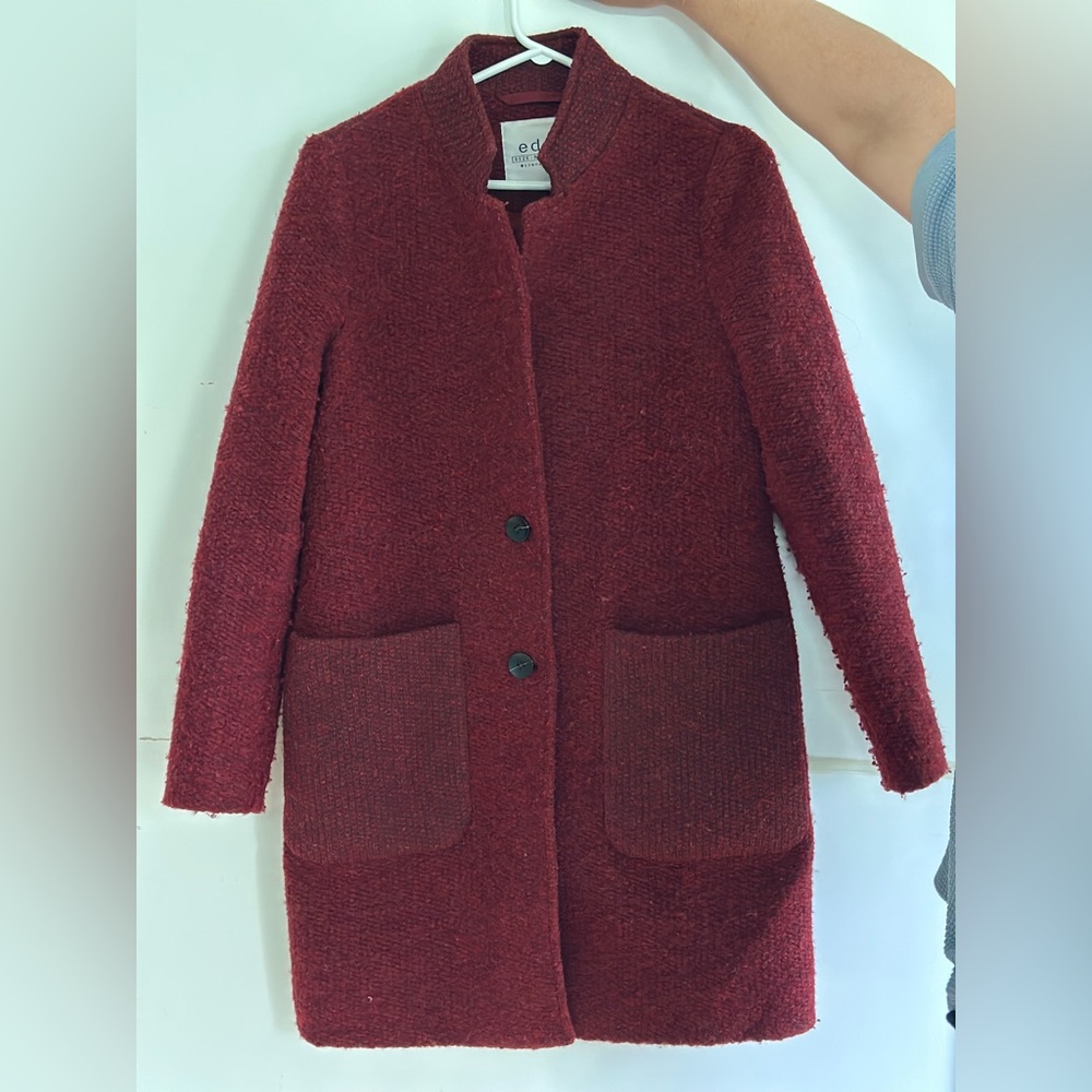 EDC Red Pea Coat Classic Winter Style/ 50% Wool